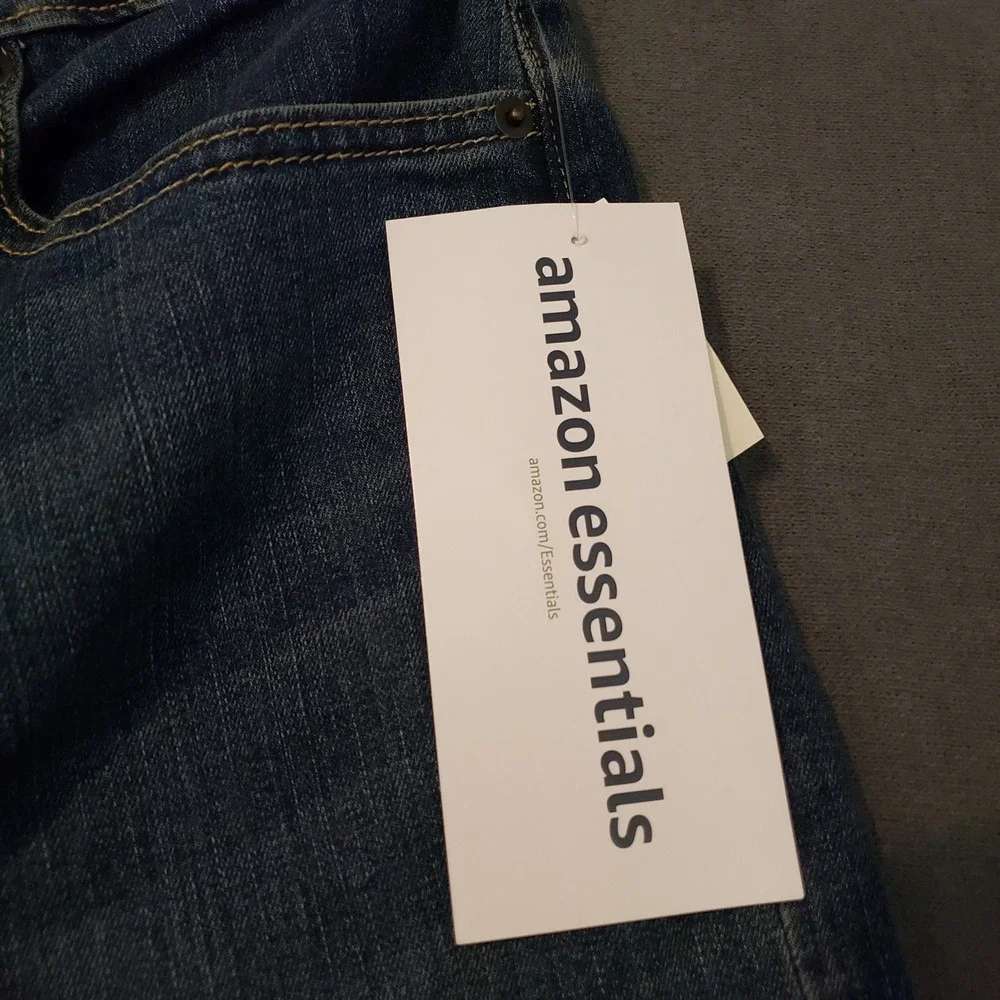 Amazon Essentials Jeans Womens 10 Blue High Rise Relaxed Leg Tapered Ankle Denim